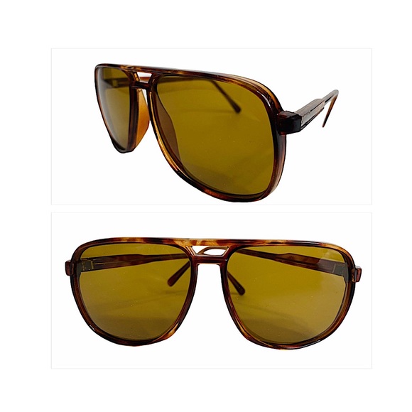 Vintage Accessories - Vtg 70 Aviator Sunglasses Tortoise Frame Rectangle